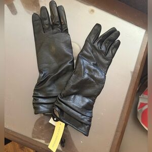 Leather cashmere women’s gloves nwt size large
